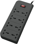 Belkin 8-Socket Extension Board with Surge Protector Universal Socket with 6.5Ft (2-Meter) Heavy Duty Cable Overload Protection, Comes with 5 Years Manufacturer Warranty, Grey Color, 220 Volts