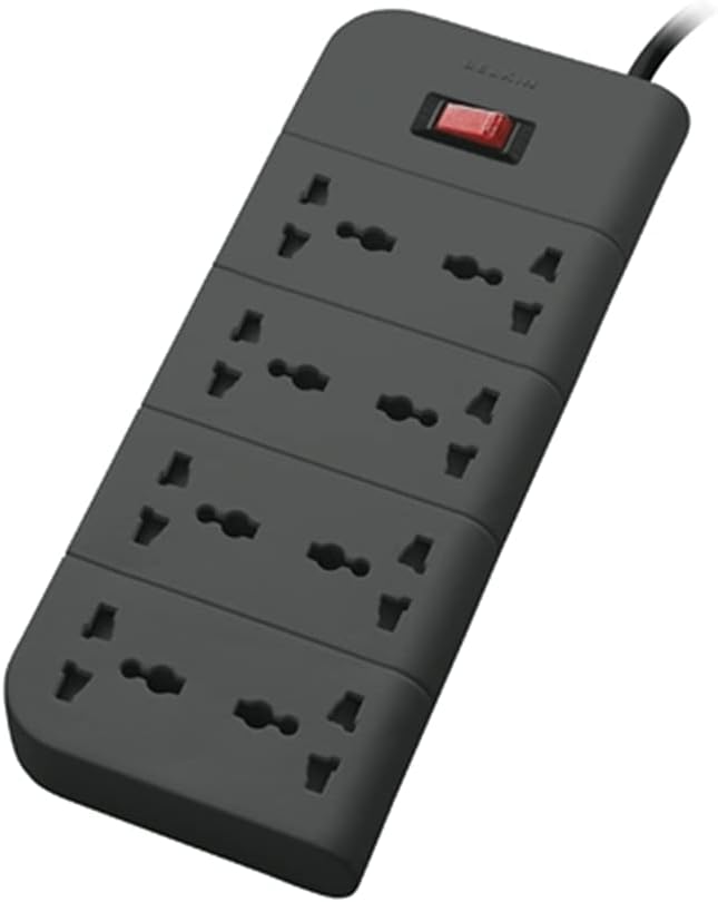 Belkin 8-Socket Extension Board with Surge Protector Universal Socket with 6.5Ft (2-Meter) Heavy Duty Cable Overload Protection, Comes with 5 Years Manufacturer Warranty, Grey Color, 220 Volts