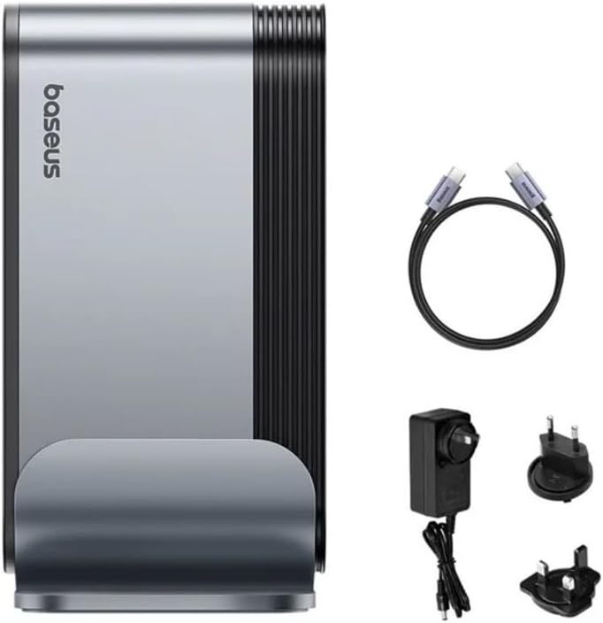 Baseus UnionJoy 17-Port Triple-Display USB-C Hub Docking Station Space Grey（USB-C to HDMI4K@60Hz*2+DP4K@60Hz*1+USB3.0 * 3+USB-C3.0 * 2+USB2.0 * 2+PD*1+PC*1+RJ45*1+SD/TF*1+3.5mm*1+DC*1 — Black
