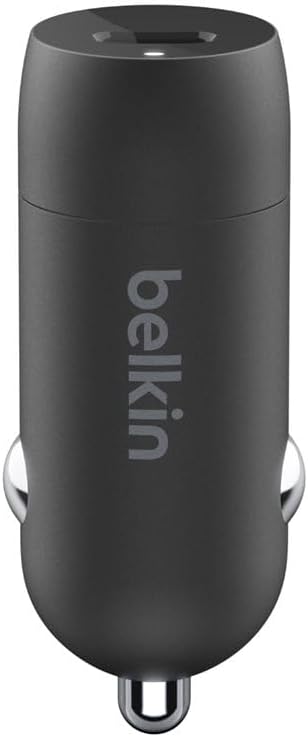Belkin BOOST↑CHARGE™ 30W Fast Car Charger, Compact Design w/USB-C Power Delivery Port, USB-C to Lightning Cable Included, Universal Compatibility for iPhone 14 Series, iPad, and More - Black