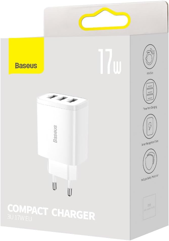 Baseus Compact Charger 3U 17W EU White — White