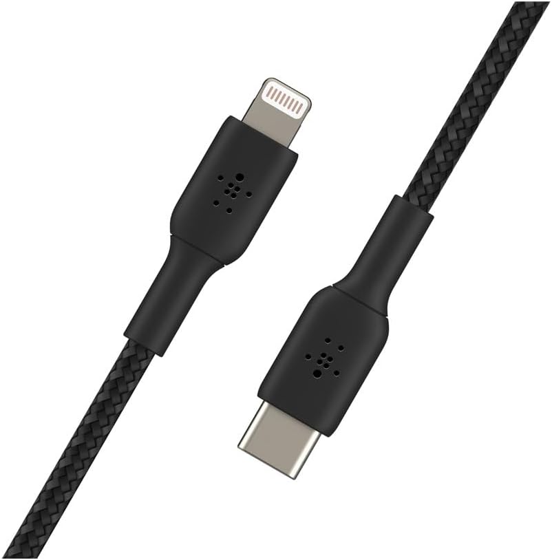 Belkin Braided USB-C to Lightning Cable (iPhone Fast Charging Cable for iPhone 14, 13, 12 or earlier) Boost Charge MFi-Certified iPhone USB-C Cable (1m, Black)