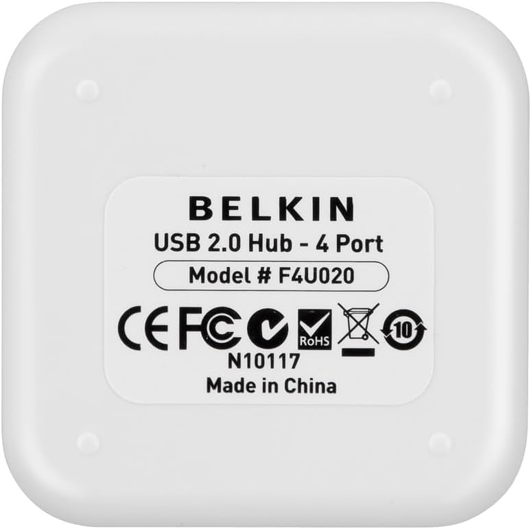 Belkin 4-Port USB Hub - Powered Desktop Docking Station Adapter supports A, 2.0 and 1.1 Charging Splitter for Drives, Keyboards Mice