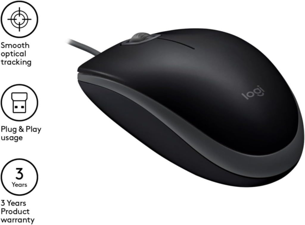 Logitech B110 Silent Wired Mouse — Black