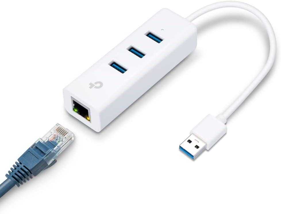 TP-Link USB 3.0 3 Port Hub & Gigabit Ethernet Adapter 2 in 1 USB Adapter UE330, White