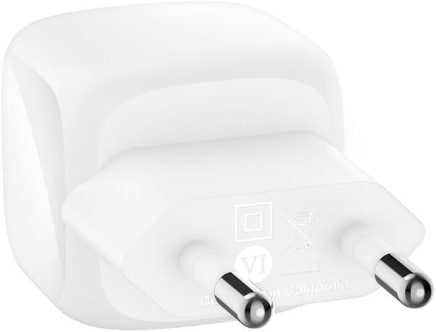 Belkin BoostCharge Compact Charger (30W) Travel USB-C Power Delivery Fast Charger for Apple iPhone, Samsung Galaxy, iPad, AirPods, Tablets etc with USB-C Cable - White, C to C cable Included