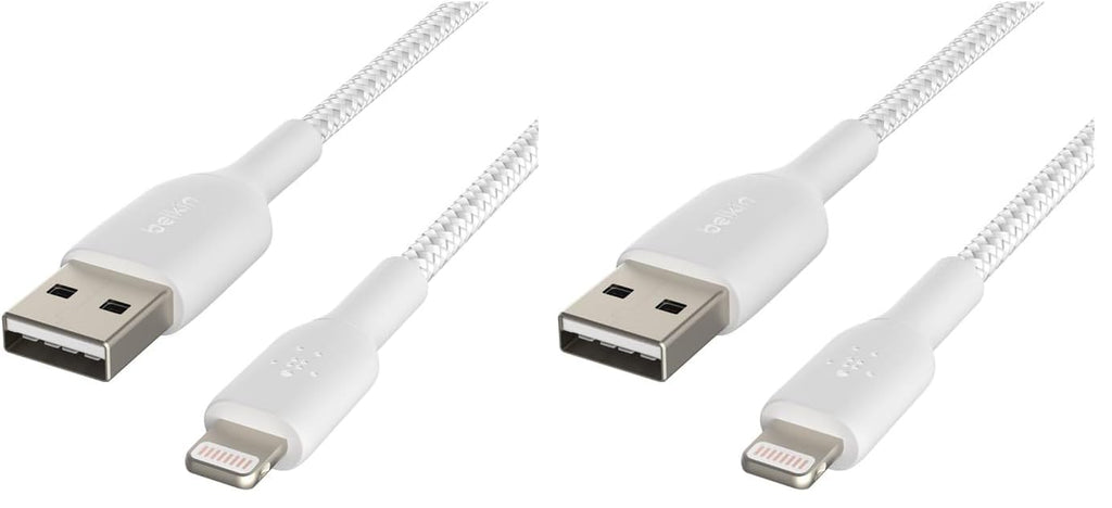 Belkin 1 Meter Cable Braided A to Lightning White (Pack of 2)