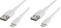 Belkin 1 Meter Cable Braided A to Lightning White (Pack of 2)