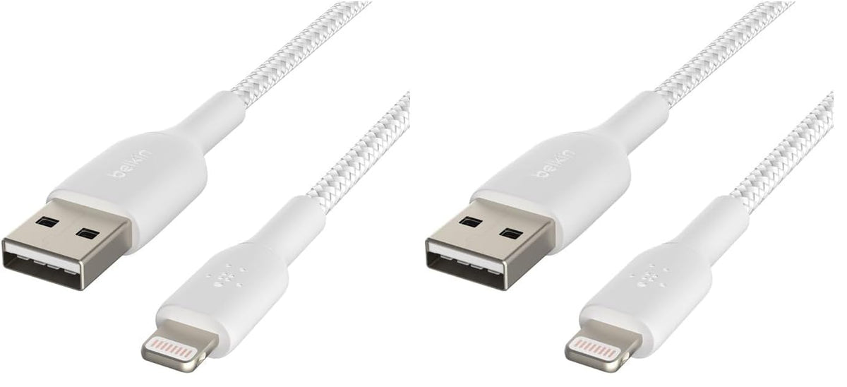 Belkin 1 Meter Cable Braided A to Lightning White (Pack of 2)