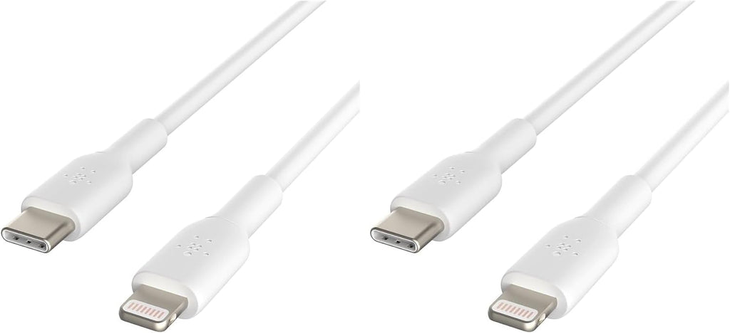Belkin 1 Meter PVC Lightning to C Cable White (Pack of 2)