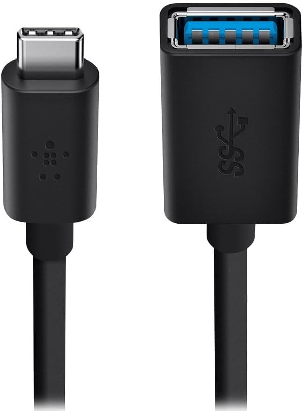 Belkin USB 3.0 USB-C to USB-A Adapter (USB-IF Certified, 5 Gbps, Compatible with MacBook, MacBook Pro), Black