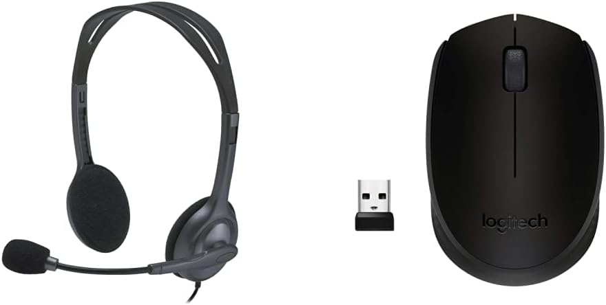Logitech H111 Headset and M171 Mouse Bundle — Black