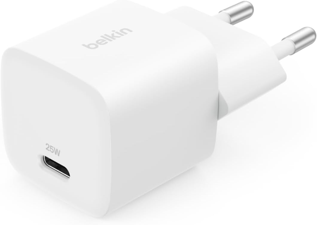 Belkin USB-C Charger, 25W - Mobile Phone Power Supply PD 3.0 for Fast Charging with PPS for Apple iPhone 16, iPhone 15 Plus, Pro, Pro Max, iPad, Samsung Galaxy S25, Pixel 9, Nintendo Switch etc