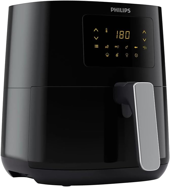 Philips Essential Air Fryer HD9252/70 with Rapid Air Technology, uses up to 90% less fat, 7 Presets Touch Screen — Black