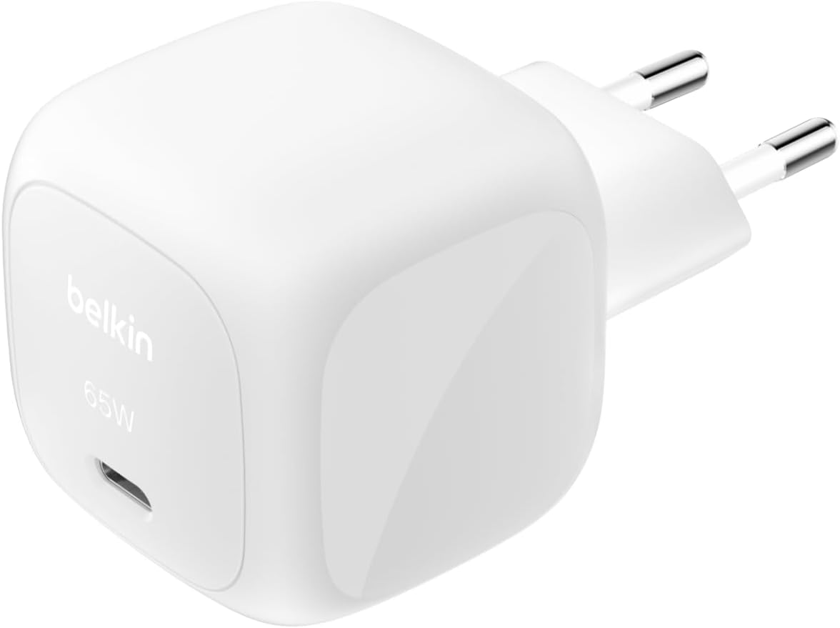 Belkin USB-C Charger, 65W Fast Charger, USB C Phone Charger - Compatible with Apple iPhone 16/15/14/13, Galaxy S25, Google Pixel 9, MacBook, iPad, AirPods, Chromebook etc. - White