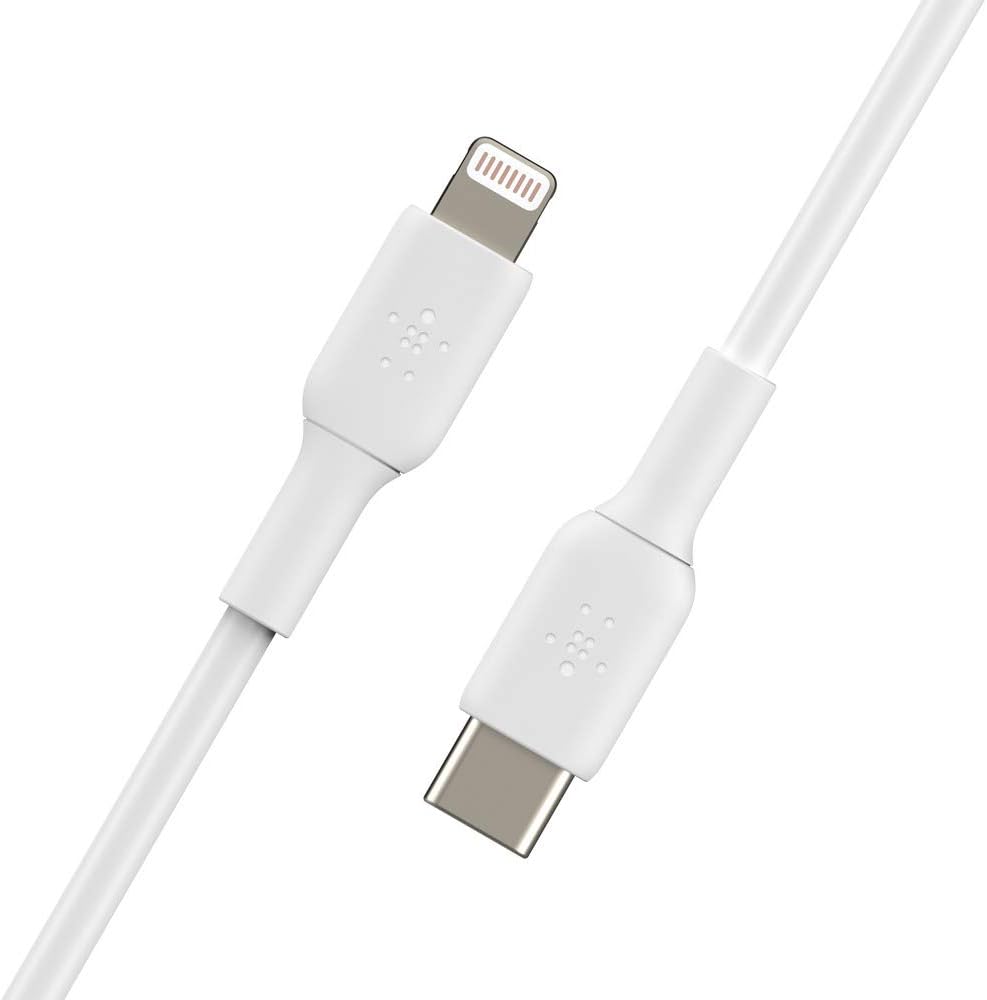Belkin 1 Meter PVC Lightning to C Cable White (Pack of 2)