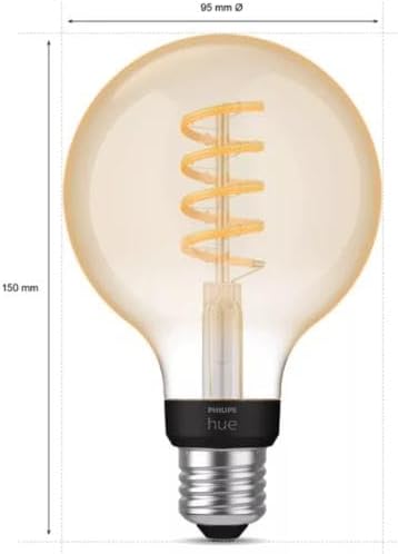 Philips Hue White Ambiance Filament Single Smart LED Globe [E27 Edison Screw] - 550 Lumens. Works with Alexa, Google Assistant and Apple Homekit — White Ambiance