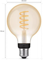 Philips Hue White Ambiance Filament Single Smart LED Globe [E27 Edison Screw] - 550 Lumens. Works with Alexa, Google Assistant and Apple Homekit — White Ambiance
