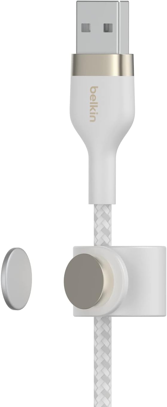 Belkin BoostCharge Pro Flex Braided USB Type A to Lightning Cable (1M/3.3FT), MFi Certified Charging Cable for iPhone 14/14 Plus, 13, 12, Pro, Max, Mini, SE, iPad and More - White (Pack of 2)