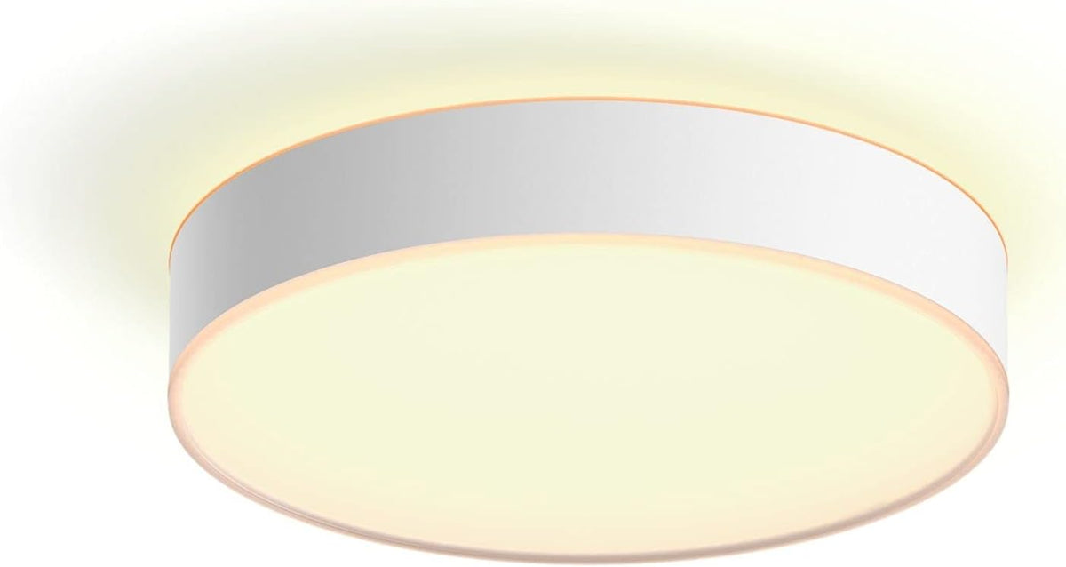 Philips Hue New White Ambiance Enrave Medium Smart Ceiling Light [White], Works with Alexa, Google Assistant and Apple Homekit. for Livingroom, Bedroom and Indoor Lighting. — White