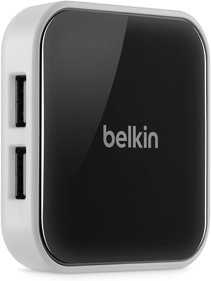 Belkin 4-Port USB Hub - Powered Desktop Docking Station Adapter supports A, 2.0 and 1.1 Charging Splitter for Drives, Keyboards Mice