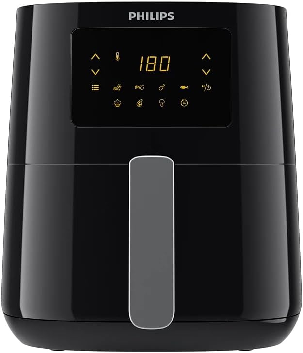 Philips Essential Air Fryer HD9252/70 with Rapid Air Technology, uses up to 90% less fat, 7 Presets Touch Screen — Black