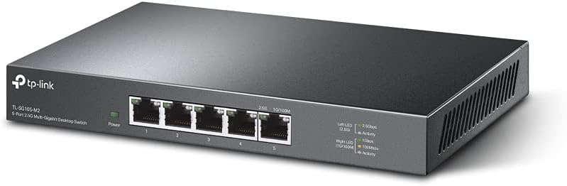 TP-Link TL-SG105-M2 5× 2.5-Gigabit ports Ethernet LAN Switch(Plug-and-Play,Metallgehäuse, QoS, IGMP-Snooping, Ideal für 2.5G NAS, Server, Gaming-Computer, WiFi 6 AP, 4K-Video) schwarz