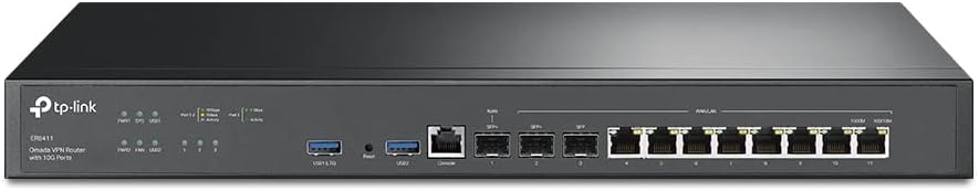 TP-Link ER8411 | Enterprise Wired 10G VPN Router | Up to 10 WAN Ports | High Network Capacity | SPI Firewall | Omada SDN Integrated | Load Balance | Lightning Protection | Limited Lifetime Protection