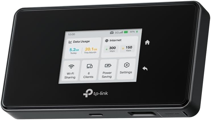 TP-Link M8550 | 5G Mobile Wi-Fi 6E Portable Modem | 3.4Gbps Speed | Tri-Band AXE3600 | Touch Screen | Gigabit Port | VPN Support | 32 Device Connections | Pocket Wi-Fi with Sim Card | New Generation