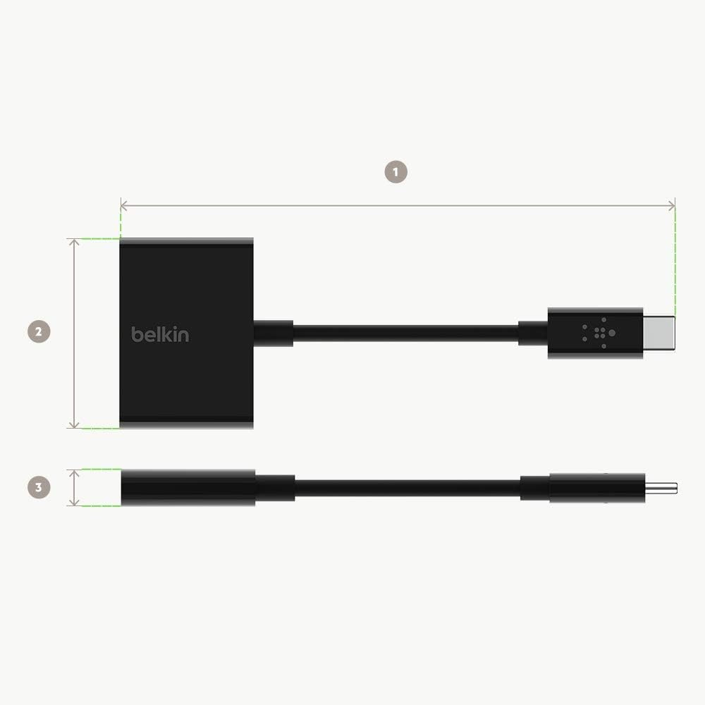 Belkin ROCKSTAR 3.5mm Audio + USB-C Charge Adapter | USB-C Audio Adapter for iPad Pro 11&12.9", Google Pixel 3/3XL, Samsung Galaxy Note 10/10+, S20/S20+, S20 Ultra,S10/S10+ and other devices- Black