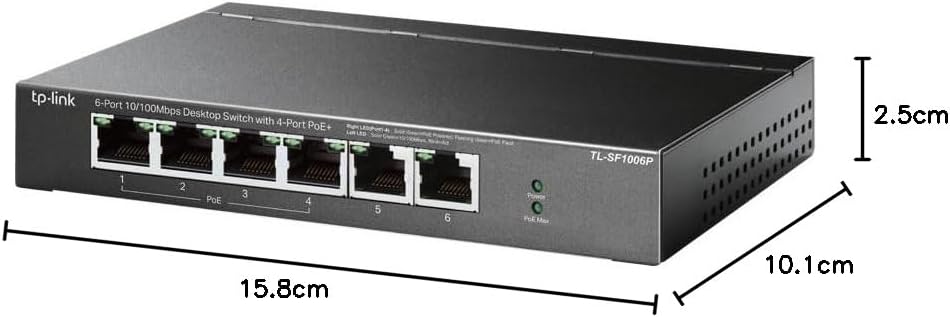 TP-Link TL-SF1006P 6-Port 10/100Mbps Desktop Switch with 4 PoE+ Ports @67W, Plug & Play, Sturdy Metal with Shielded Ports, Limited Lifetime Protection, Extend Mode, Priority Mode
