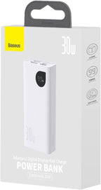 Baseus Adaman2 Digital Display Fast Charge Power Bank 10000mAh 30W(With Simple Series Charging Cable USB to Type-C 3A 0.3m) Overseas Edition (WHITE) — White