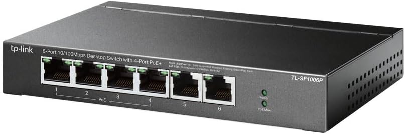 TP-Link TL-SF1006P 6-Port 10/100Mbps Desktop Switch with 4 PoE+ Ports @67W, Plug & Play, Sturdy Metal with Shielded Ports, Limited Lifetime Protection, Extend Mode, Priority Mode