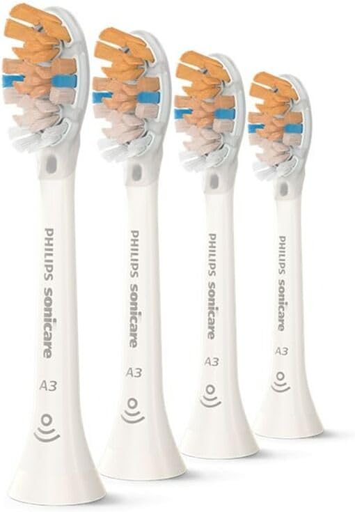 Philips Sonicare A3 Premium All-in-One, Genuine Replacement Toothbrush Heads, White, 4 Pack, HX9094/87 — White