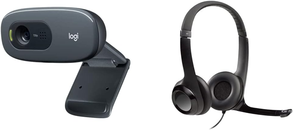 Logitech C270 Webcam and H390 Headset Bundle — Black/Grey