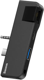 Baseus Multifunctional HUB for Surface Go (Type-C + Audio to RJ45 USB3.0 Type-C (data) Audio) Black — Black