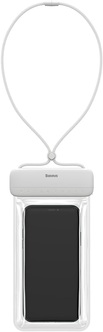 Baseus AquaGlide Waterproof Phone Case, 30M Waterproof Phone Pouch Waterproof Cell Phone Case Fit for Big Phones up to 7.2'' — Slide Lock(AG) — White