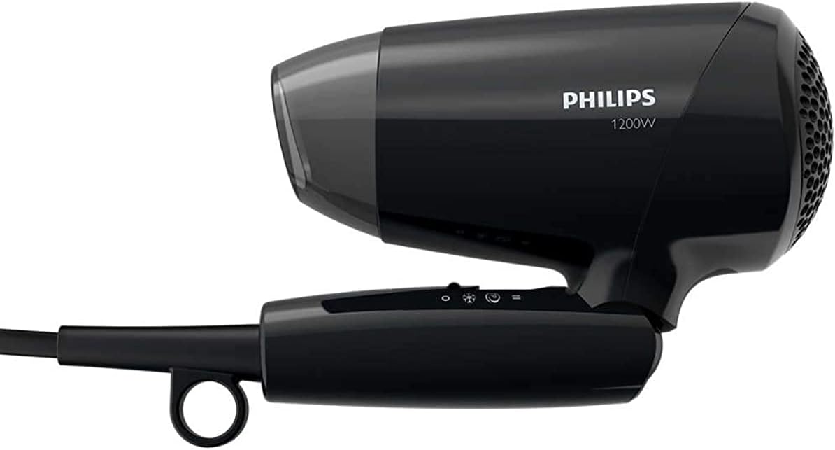 Philips Dryer Compact BHC010/13 — 1200W — DC Motor dryer — ThermoProtect and CoolShot features — Foldable handle — 3 speed settings — Black
