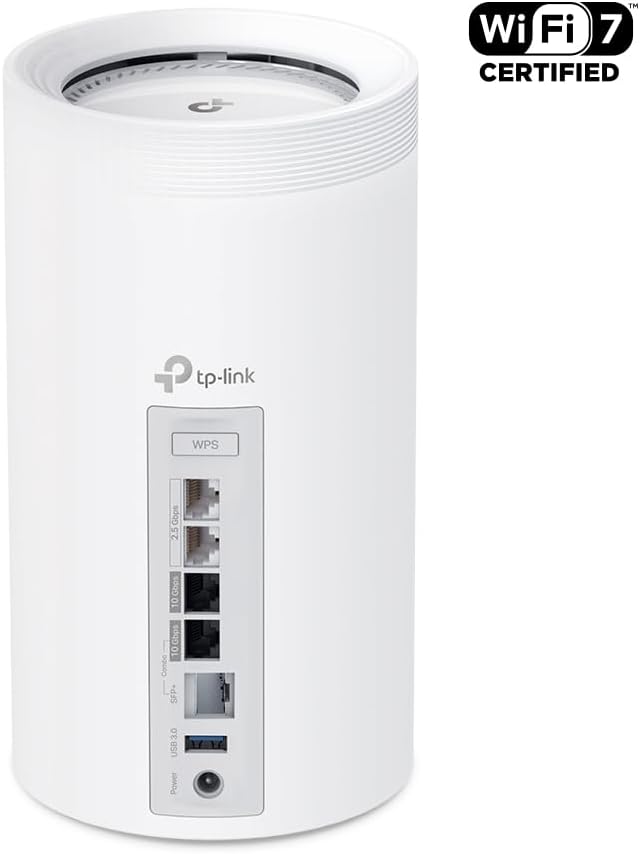 TP-Link Tri-Band WiFi 7 BE22000 Whole Home Mesh System (Deco BE85) | 12-Stream 22 Gbps | 2× 10G + 2× 2.5G Ports Wired Backhaul, 8× High-Gain Antennas | VPN, AI-Roaming, 4×4 MU-MIMO, HomeShield(3-Pack)