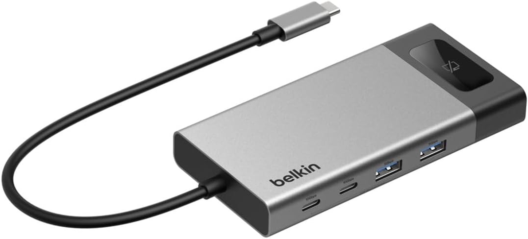 Belkin USB C Hub, 8-in-1 Multi-Port Docking Station 100W - Dual Display Support for Mac, Windows and Chromebook w/ 10Gbps Data Transfer Speeds, Ethernet, Resolutions up to 4K@60Hz
