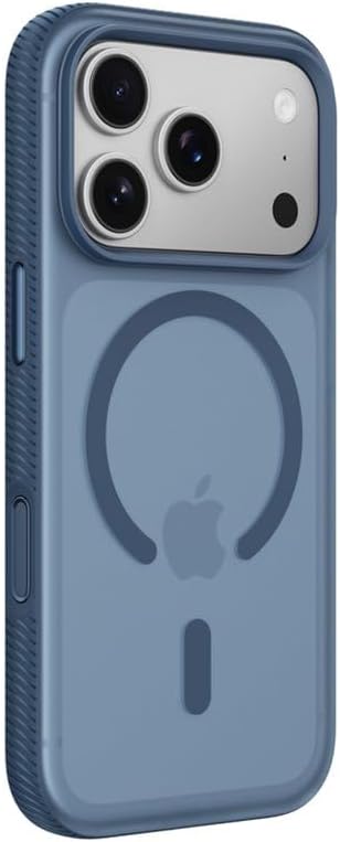 Belkin SheerForce Grip MagSafe Compatible iPhone 17 Pro Case with Slim Design & Anti-Slip Side Lines - Magnetic, Transparent, & Shockproof Protective iPhone Case - Blue