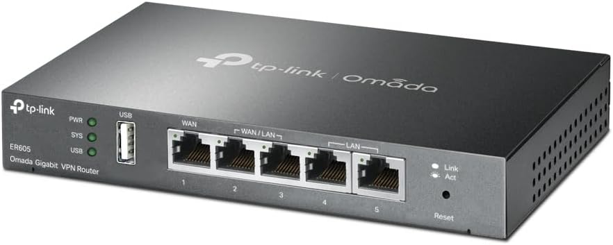 TP-Link ER605 (TL-R605) | Multi-WAN Wired Single_Band 1000 Mbps VPN Router | Up to 3 Gigabit WAN Ports | SPI Firewall SMB Router | Omada SDN Integrated | Load Balance | Lightning Protection