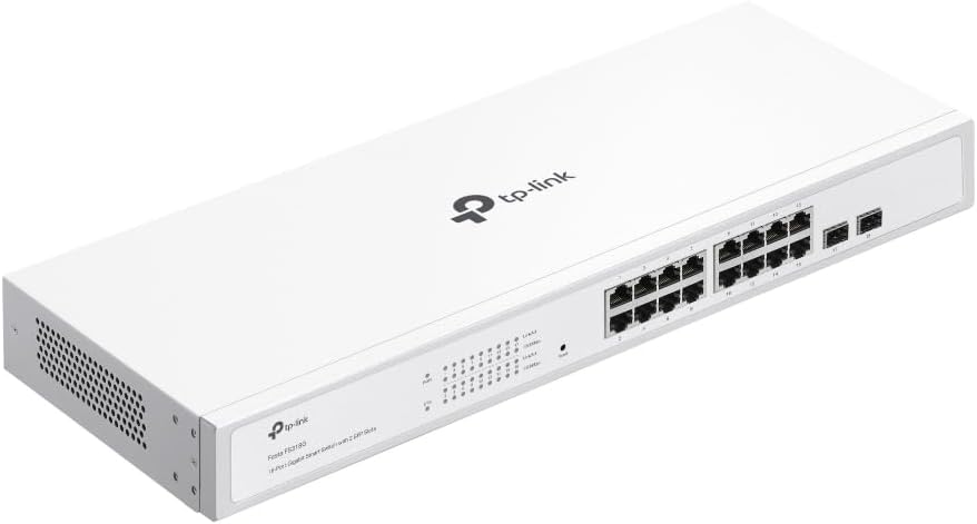 TP-Link Festa FS318G 18 Port Gigabit Smart Managed Network Switch - 16 RJ45 ports & 2 SFP slots, Free Cloud Access, Static Routing, Vlan, IGMP Snooping, rack-mountable, fanless, Does not work w/ Omada