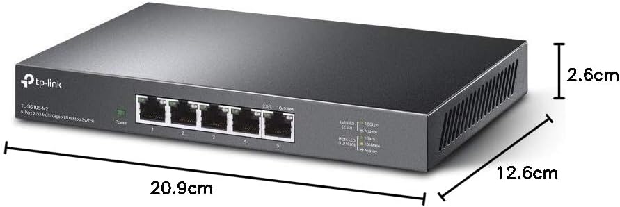 TP-Link TL-SG105-M2 5× 2.5-Gigabit ports Ethernet LAN Switch(Plug-and-Play,Metallgehäuse, QoS, IGMP-Snooping, Ideal für 2.5G NAS, Server, Gaming-Computer, WiFi 6 AP, 4K-Video) schwarz