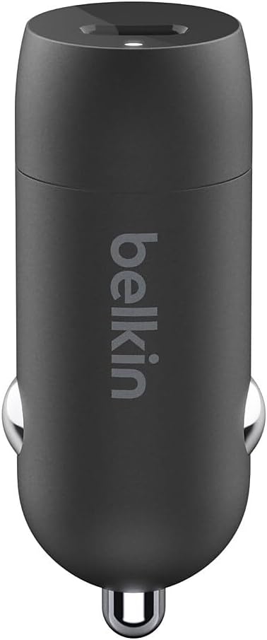 Belkin USB-C Fast Car Charger 20W-Black with 4Ft USB-C to Lightning Cable (Fast Charger for iPhone, Samsung, Google Pixel and more) - Black
