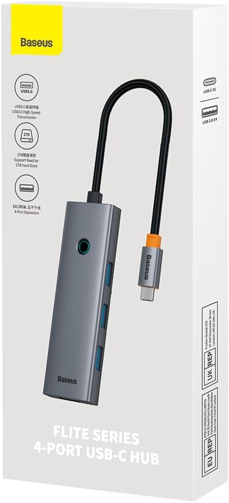 Baseus 4 In 1 Port USB C Hub To USB 3.0 Extension — 4-in-1-USB-FS — Grey