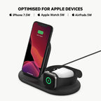 Belkin 3 in 1 Wireless Charging Station, 7.5W Wireless Charger for iPhone, Apple Watch and AirPods, Wireless Charging Dock, iPhone Charging Dock, iPhone 16, 15, 14, Apple Watch series 10, 9, 8 - Black