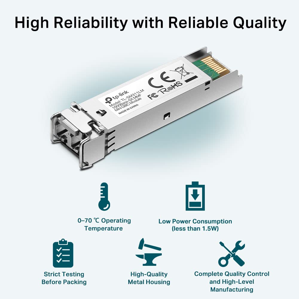 TP-Link TL-SM311LM MiniGBIC Module - 1.25Gbps, 1310nm, 3.3V, Single-mode, IEEE 802.3z - Silver, Automatic, Panel Mount