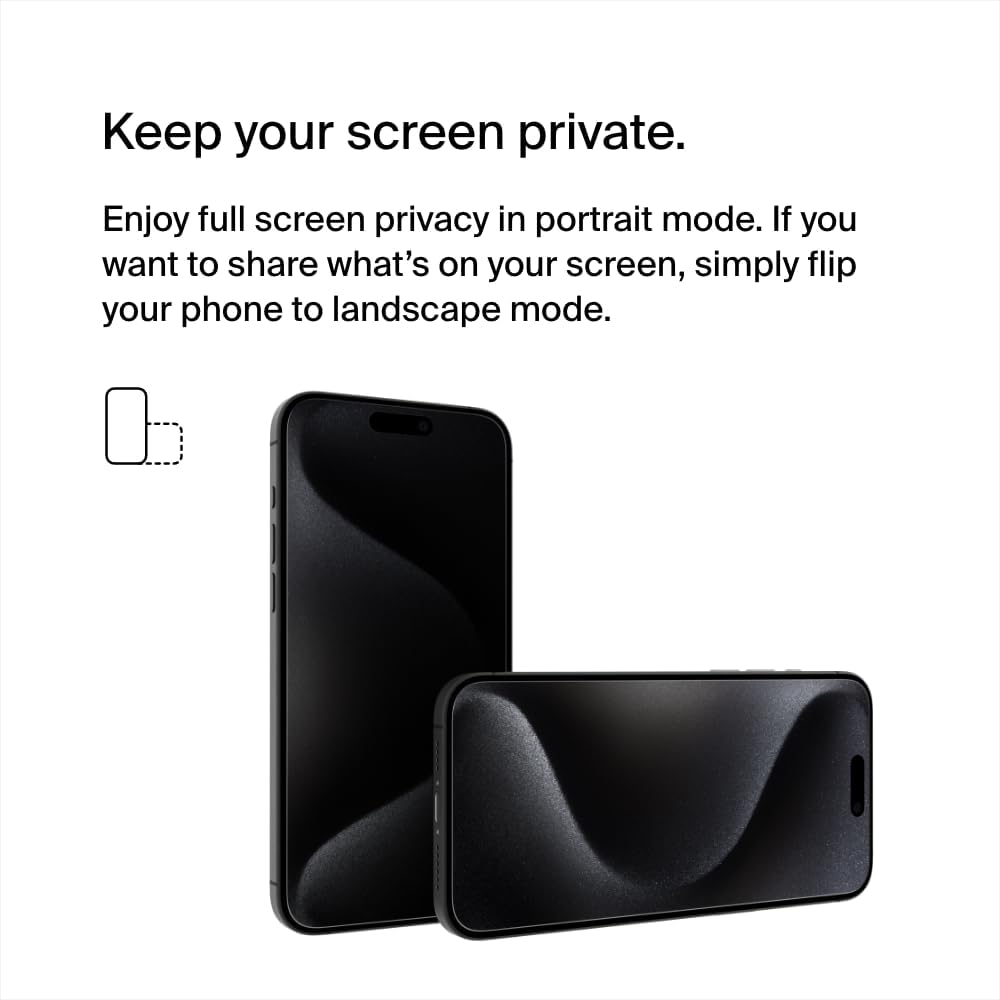 Belkin ScreenForce TemperedGlass Treated Privacy Screen Protector for iPhone 15 Pro Max - Slim & Scratch-Resistant - Includes Easy Align Tray for Bubble Free Application