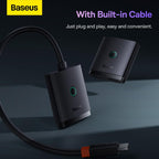 Baseus 2 IN 1 OUT HDMI Switch, Bi-Directional HDMI Splitter, Easy Switch HDMI Selector Support 4K, HDR, 3D, HDCP — Switch W/Cable — Black